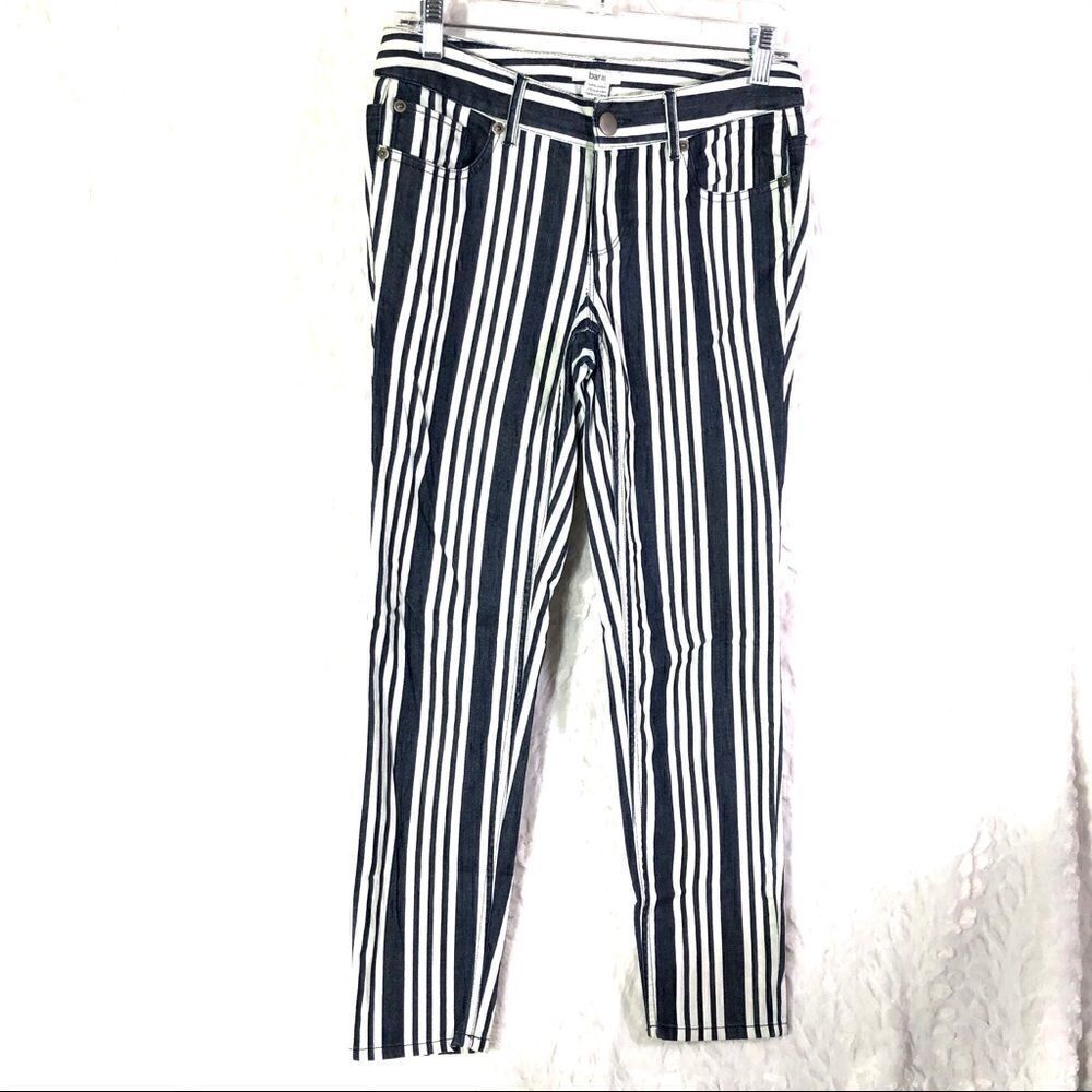 Bar III striped jeans blue white ankle cropped EUC